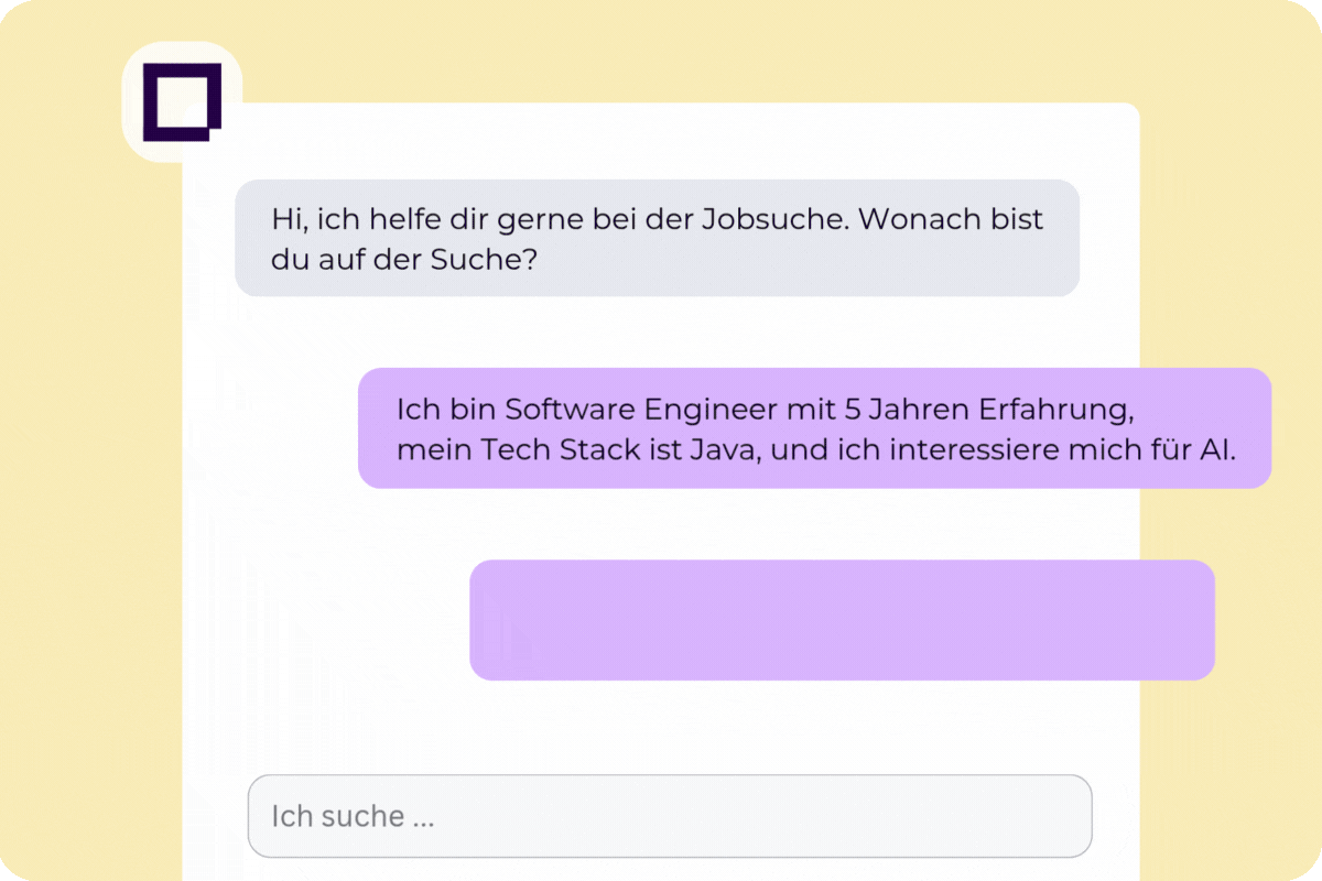 Nejo KI-basierte Jobsuche Chat-Interface - AI-Assistent hilft Software Engineer beim Quereinstieg mit personalisierten Job-Matching, 100% EU-AI-Act konform