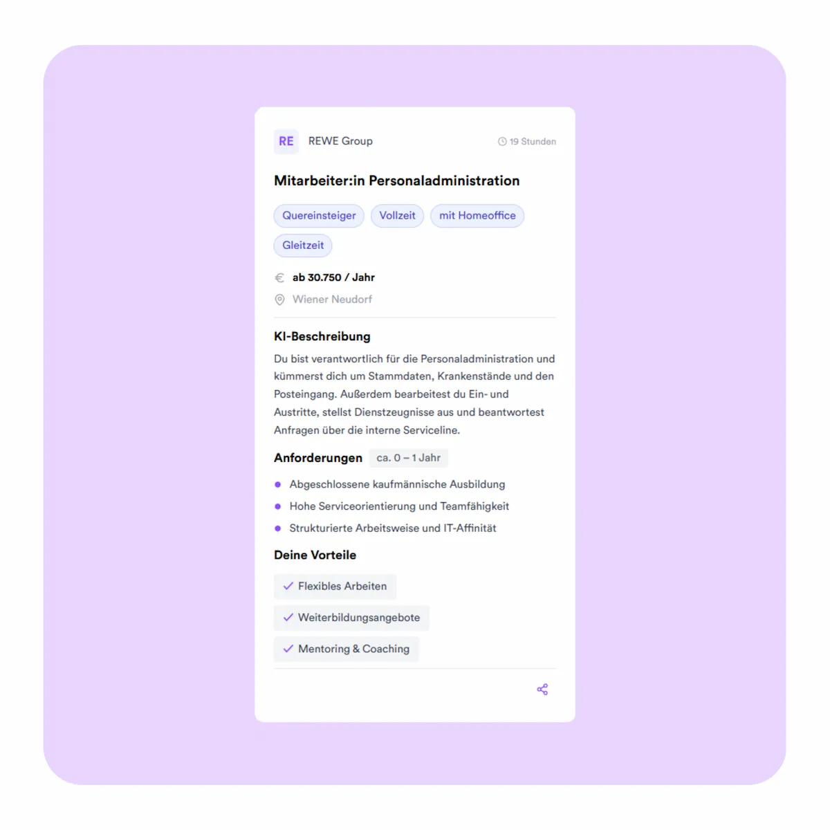 Nejo KI-gestützte Klassifizierung Mobile App - Intelligente Erfassung von über 100 relevanten Job-Attributen für Mitarbeiter Personaladministration Stellenanzeige mit automatischer Datenanalyse